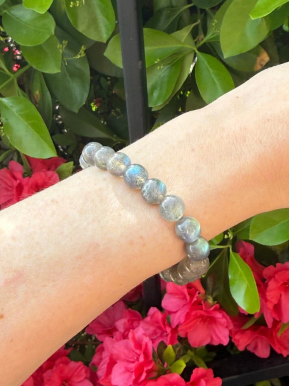 Labradorite 8mm Gemstone Stretch Beaded Bracelet Reiki Jewelry - Picture 5 of 12
